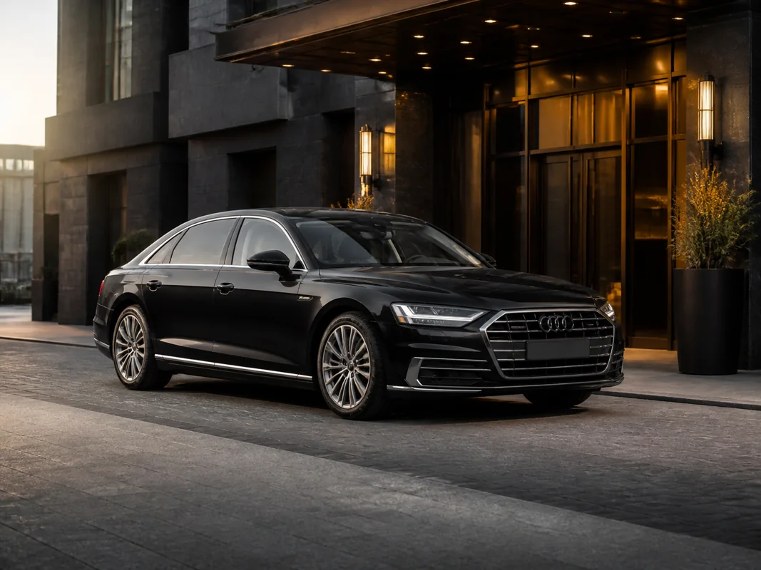 Black Audi A8 L executive saloon