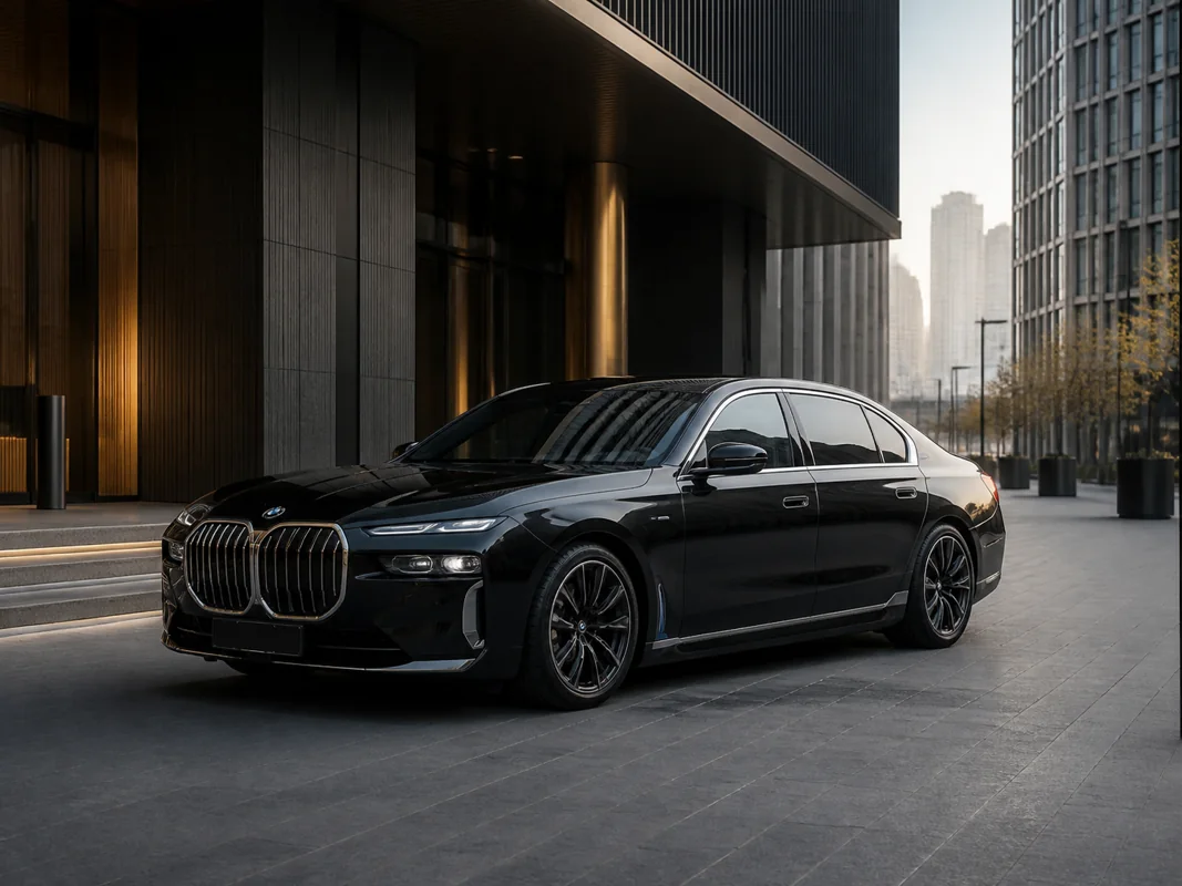Black BMW 7 Series executive saloon